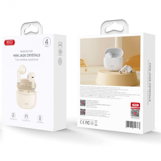 XO Bluetooth earphones X33 TWS beige - ledmania.gr