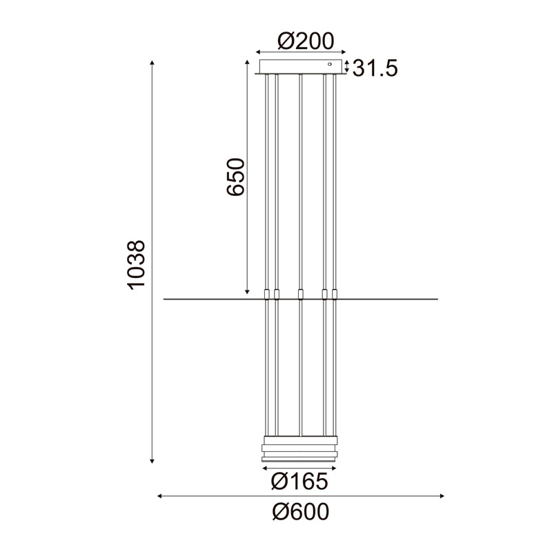 ^ΚΡΕΜΑΣΤΟ Φ/Σ LED 18W 3000K 1260LM ELIA ΜΑΥΡΟ ΜΕΤ/ΚΟ IP20 D60XH104CM - ledmania.gr