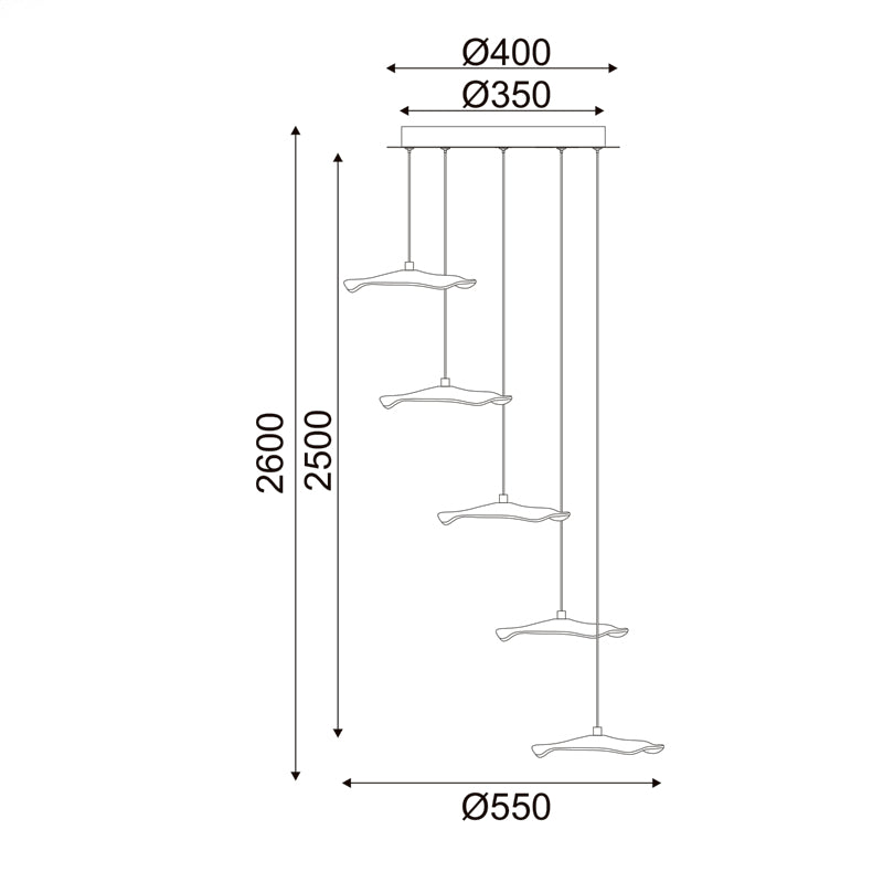 ^ΚΡΕΜΑΣΤΟ Φ/Σ LED 25W 3000K 1750LM NINFEA ΟΡΕΙΧΑΛΚΟ ΜΕΤ/ΚΟ IP20 D55XH260CM - ledmania.gr
