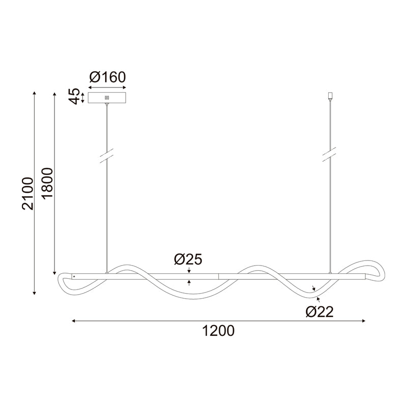 ΚΡΕΜΑΣΤΟ Φ/Σ LED 36W 3000K 2000LM KYMA ΜΑΥΡΟ ΜΕΤ/ΚΟ IP20 120Χ6XΗ215CM - ledmania.gr