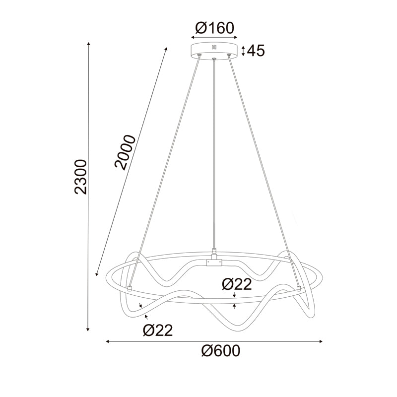 ^ΚΡΕΜΑΣΤΟ Φ/Σ LED 36W 3000K 2100LM KYMA ΜΑΥΡΟ ΜΕΤ/ΚΟ IP20 D60XH230CM - ledmania.gr