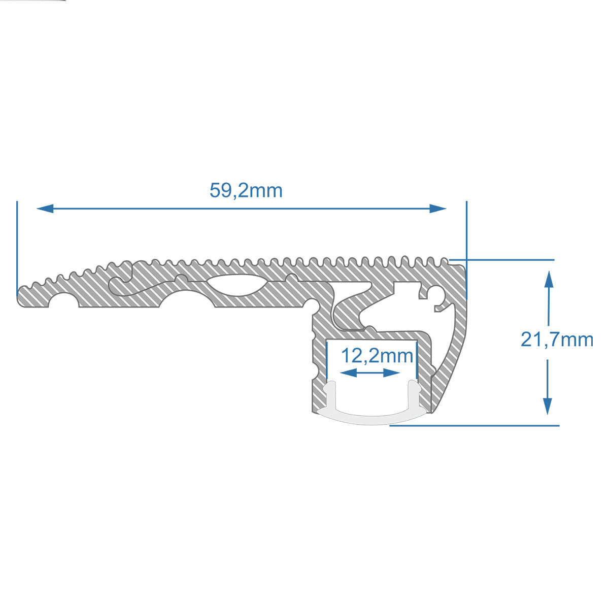 GLOBOSTAR® ALP-STEP-GRIP STAIR 70841-2M Επιφανειακό Προφίλ Αλουμινίου Ειδικό για Φωτισμό Σκαλοπατιού με Λευκό Γαλακτερό Πατητό Κάλυμμα για Ταινίες LED IP20 - Μαύρο & Λευκό - Μ200 x Π6 x Υ2.1cm - ledmania.gr