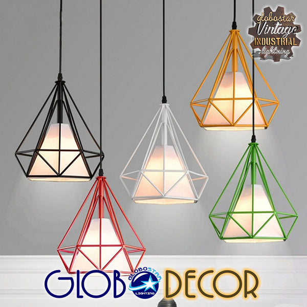 GLOBOSTAR® KAIRI 01618 Μοντέρνο Κρεμαστό Φωτιστικό Οροφής με Ντουί 1 x E27 AC 220-240V IP20 - Μαύρο & Λευκό - Μ38 x Π38 x Υ39cm - ledmania.gr