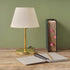 GloboStar® GLOSSY 204-0071 Μοντέρνο Eπιτραπέζιο Φωτιστικό Μονόφωτο 1 x E27 IP20 Χρυσό Μέταλλο με Λευκό Ύφασμα - Μ22 x Π22 x Υ37cm - ledmania.gr