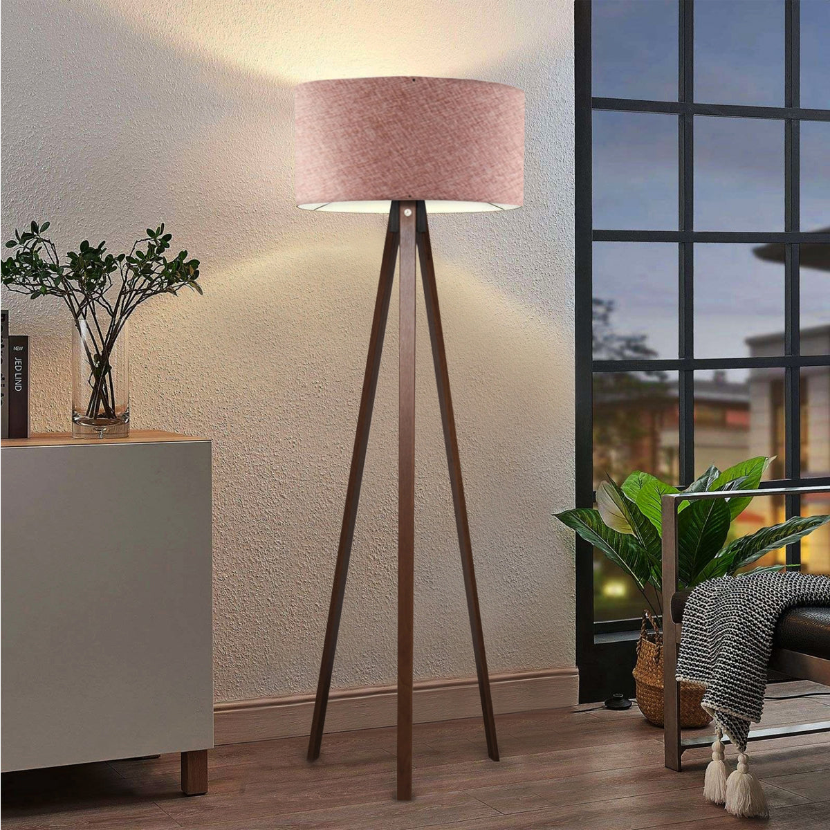 GLOBOSTAR® SAGA 204-0049 Μοντέρνο Επιδαπέδιο Φωτιστικό με Ντουί 1 x E27 AC 220-240V IP20 - Καφέ & Ροζ - Μ38 x Π38 x Υ140cm