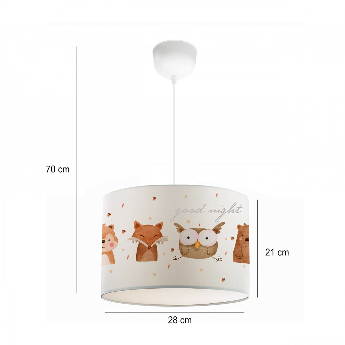 GloboStar® OWL 204-0017 Παιδικό Κρεμαστό Φωτιστικό Φιγούρα Μονόφωτο 1 x E27 IP20 Λευκό Ύφασμα - Μ28 x Π28 x Υ70cm - ledmania.gr