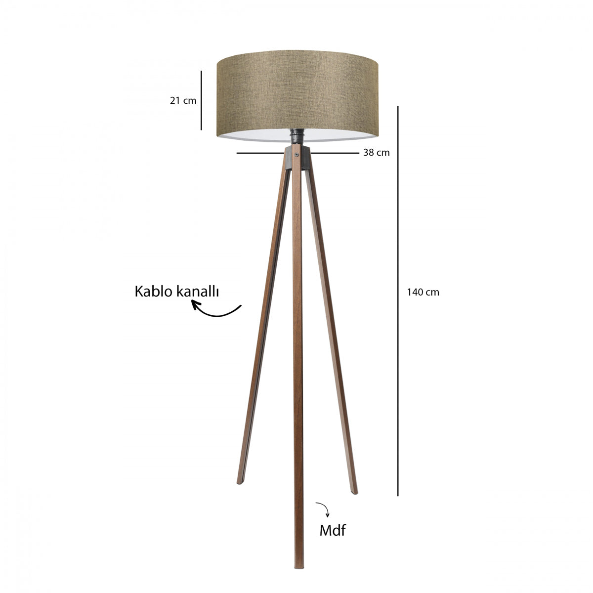 GLOBOSTAR® SAGA 204-0039 Μοντέρνο Επιδαπέδιο Φωτιστικό με Ντουί 1 x E27 AC 220-240V IP20 - Καφέ & Μπεζ - Μ38 x Π38 x Υ140cm