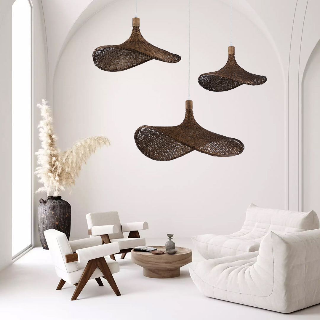 GLOBOSTAR® CUBA 01718 Boho Κρεμαστό Φωτιστικό Οροφής με Ντουί 1 x E27 AC 220-240V IP20 - Καφέ - Μ43 x Π40 x Y28cm