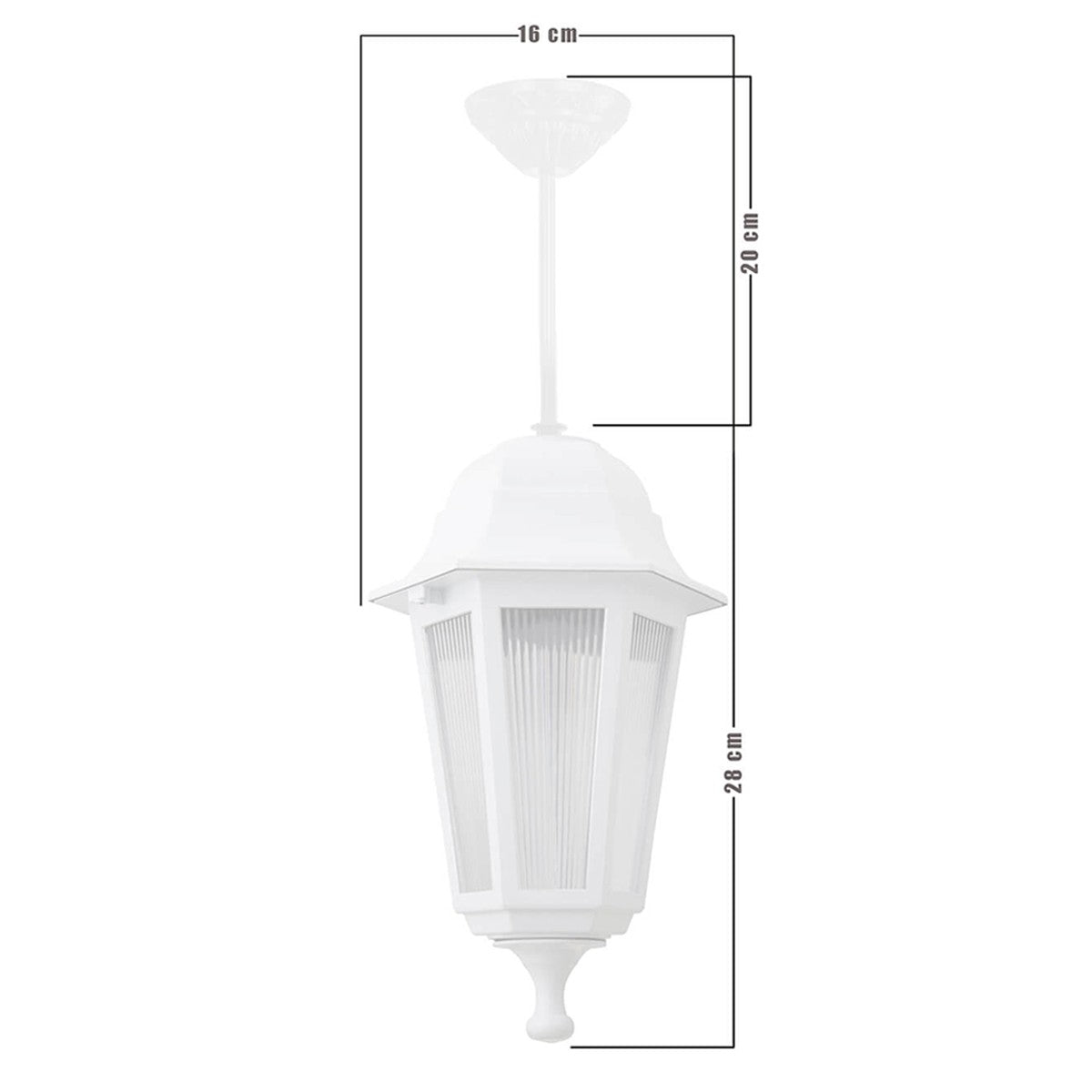 GloboStar® VITRO 203-0199 Vintage Κρεμαστό Φωτιστικό Φαναράκι Μονόφωτο 1 x E27 IP44 Λευκό Πλαστικό - Μ16 x Π16 x Υ48cm - ledmania.gr