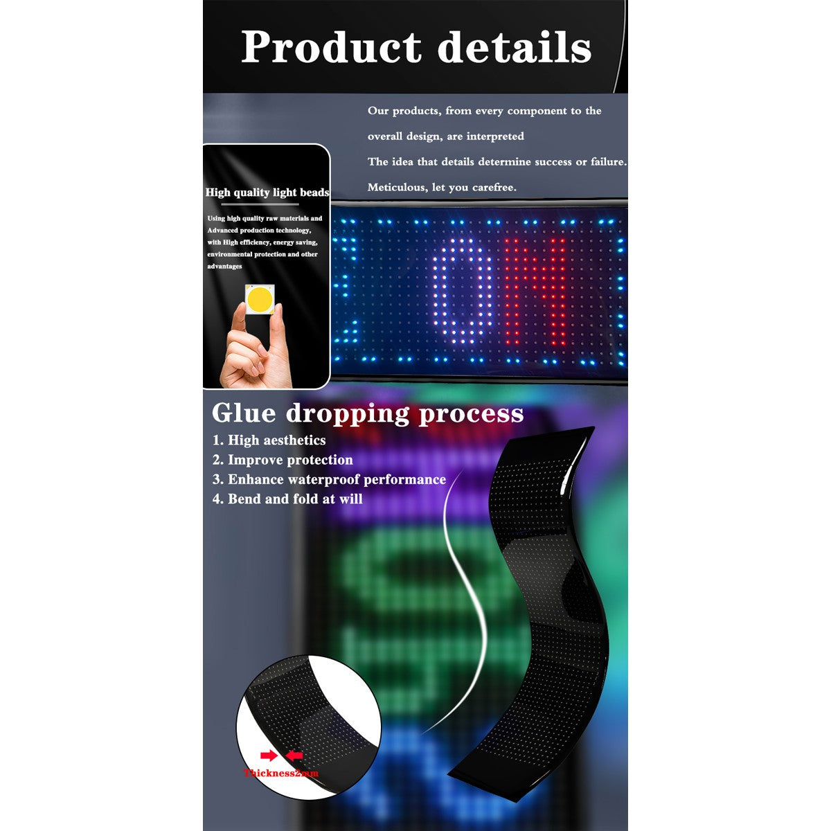 GLOBOSTAR® MATRIX GLB-106-0002 Εύκαμπτη Κυλιόμενη Ψηφιακή Επιγραφή 37.4x9.2cm P5 64x16 Pixel LED 10W DC 5V 2A με USB 2.0 Αδιάβροχο IP65 Πολύχρωμο RGB - Bluetooth Control μέσω iPIXEL APP - Μ37.4 x Π0.2 x Υ9.2cm - 2 Χρόνια Εγγύηση