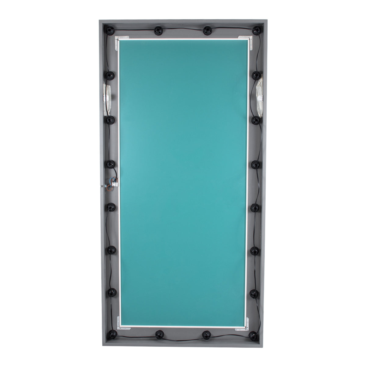 GloboStar® MAKEUP MIRROR-160x80-6 Μοντέρνος Καθρέπτης Μακιγιάζ με Πλαίσιο Φυσικού Ξύλου με Διακόπτη On/Off 20 x E27 AC220-240V - Μ80 x Π7 x Υ160cm - Γκρι Ανθρακί - ledmania.gr