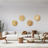 GloboStar® COLOMBO 02278 Boho Φωτιστικό Τοίχου - Απλίκα Μονόφωτο 1 x E27 AC 220-240V IP20 - Φ40 x Υ9cm - Μπεζ με Μπεζ Καφέ Φυσική Ράφια Άχυρο Πλέγμα - ledmania.gr