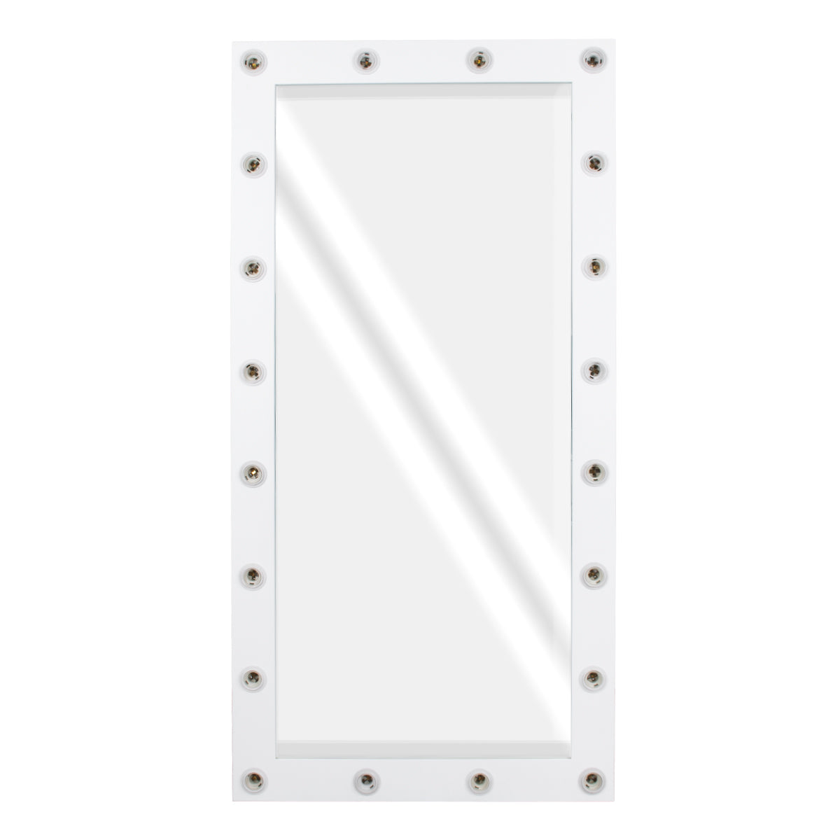 GloboStar® MAKEUP MIRROR-160x80-4 Μοντέρνος Καθρέπτης Μακιγιάζ με Πλαίσιο Φυσικού Ξύλου με Διακόπτη On/Off 20 x E27 AC220-240V - Μ80 x Π7 x Υ160cm - Λευκή Λάκα - ledmania.gr