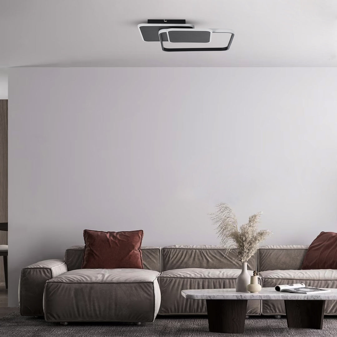 GLOBOSTAR® SQUARO 61231 Μοντέρνο Φωτιστικό Οροφής LED 75W 8400lm 360° AC 220-240V IP20 Ρυθμιζόμενο Λευκό CCT με Χειριστήριο από 2700K έως 6000K Dimmable - Lumileds SMD Chip - Μαύρο Ματ - Μ48.5 x Π51 x Υ9cm - 3 Χρόνια Εγγύηση - ledmania.gr