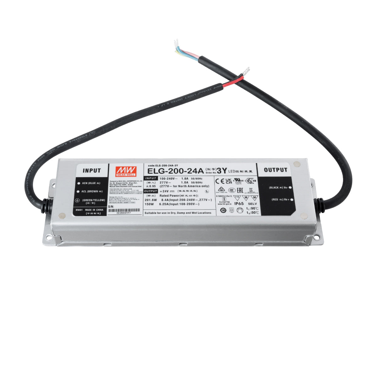 GLOBOSTAR® MEANWELL-ELG-200-24A 90789 Τροφοδοτικό/Μετασχηματιστής SELV 200W 8.4A DC 24V Αδιάβροχο IP65 - AC 220-240V σε DC 24V / Ρυθμιζόμενο από 22.4VDC έως 25.6VDC - Μ24.4 x Π7.1 x Υ3.75cm - 3 Χρόνια Εγγύηση - ledmania.gr