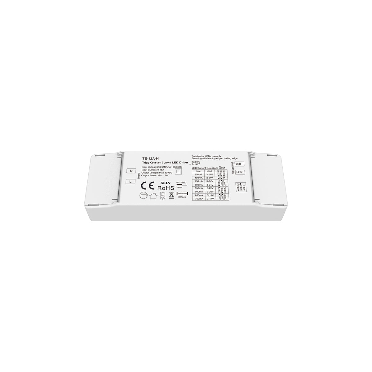 GloboStar® 73131 TE-12A-H SKYDANCE AC Triac Dimmable Constant Current LED Driver 1 Κανάλι AC 200-240V 1 x 0.15A 12W - Max 0.15A 12W - IP20 Μ11.1 x Π3.7 x Υ2cm - 5 Χρόνια Εγγύηση - ledmania.gr