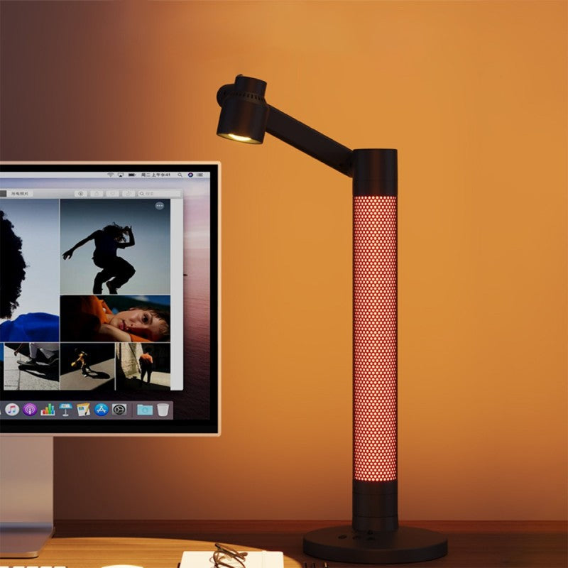 GLOBOSTAR® DESTINY GLB-106-0020 Επιτραπέζιο Φωτιστικό Πορτατίφ με RF Ασύρματο Χειριστήριο & Λειτουργία μέσω WiFi APP LED 10W 600lm 180° AC 220-240V IP20 Πολύχρωμο RGB Dimmable - Sanan SMD Chip - Μαύρο - Μ14 x Π14 x Υ50cm - 2 Χρόνια Εγγύηση