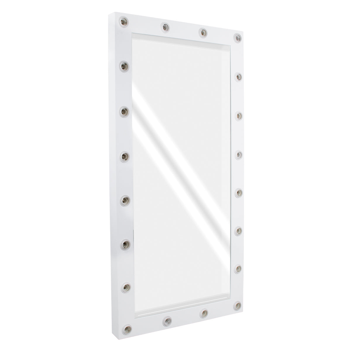 GloboStar® MAKEUP MIRROR-160x80-4 Μοντέρνος Καθρέπτης Μακιγιάζ με Πλαίσιο Φυσικού Ξύλου με Διακόπτη On/Off 20 x E27 AC220-240V - Μ80 x Π7 x Υ160cm - Λευκή Λάκα - ledmania.gr