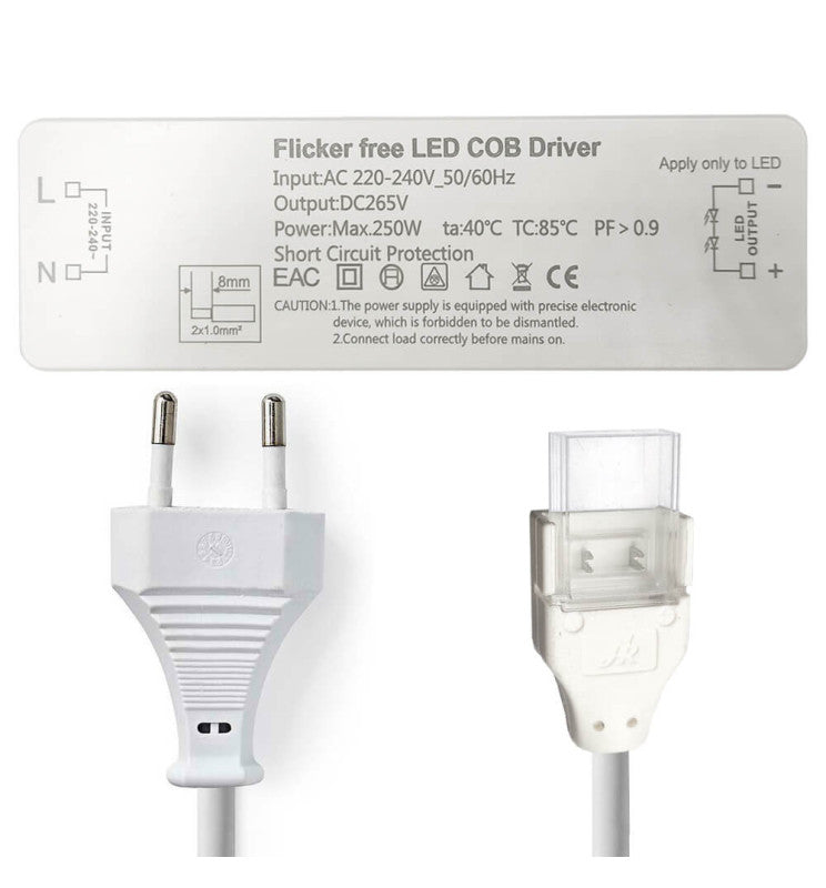 Σύνδεσμος τροφοδοσίας πρίζας για ταινία LED 220V-240V max 250W AC COB Flicker-Free