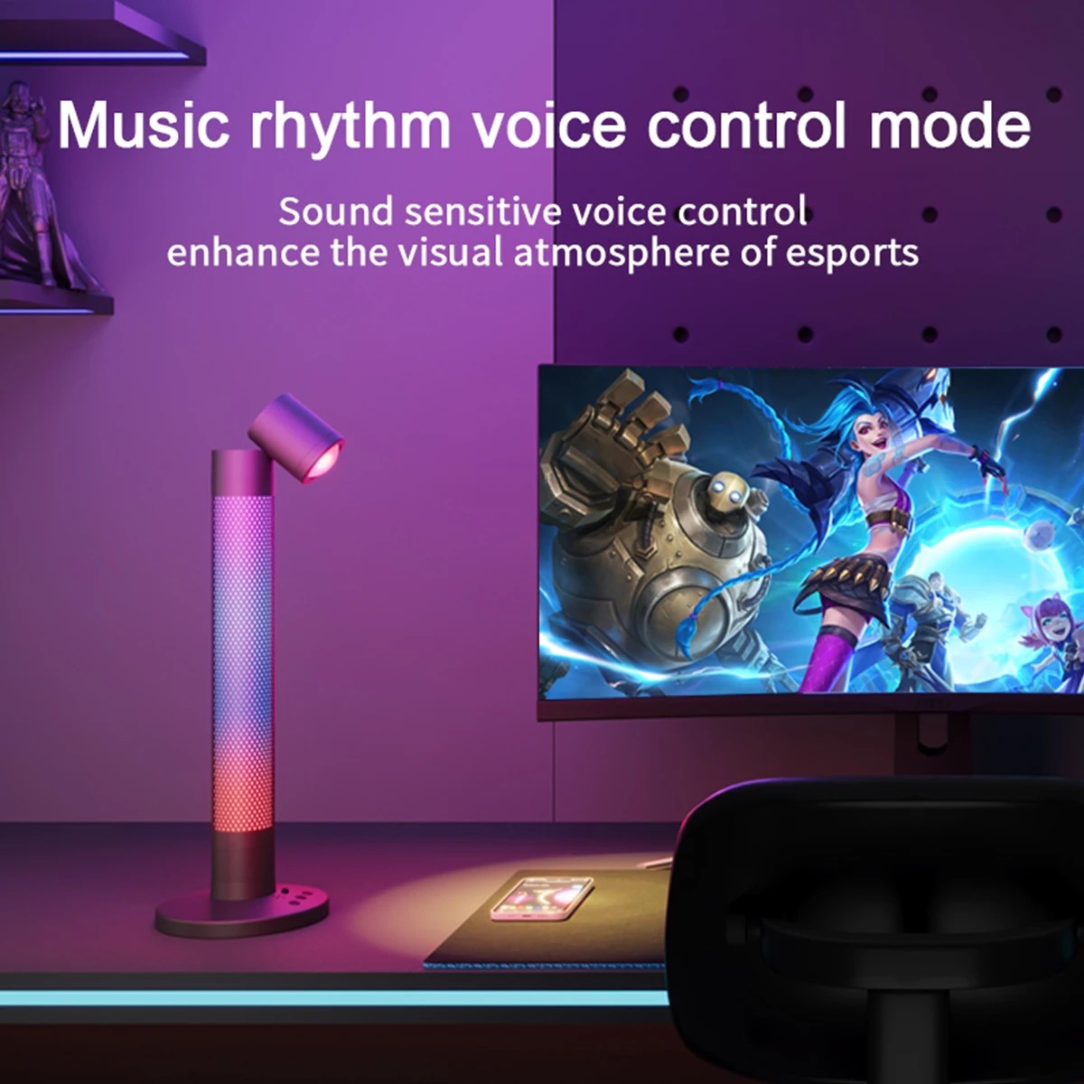 GLOBOSTAR® DESTINY GLB-106-0019 Επιτραπέζιο Φωτιστικό Πορτατίφ με RF Ασύρματο Χειριστήριο & Λειτουργία μέσω WiFi APP LED 10W 600lm 180° AC 220-240V IP20 Πολύχρωμο RGB Dimmable - Sanan SMD Chip - Μαύρο - Μ14 x Π14 x Υ40.5cm - 2 Χρόνια Εγγύηση