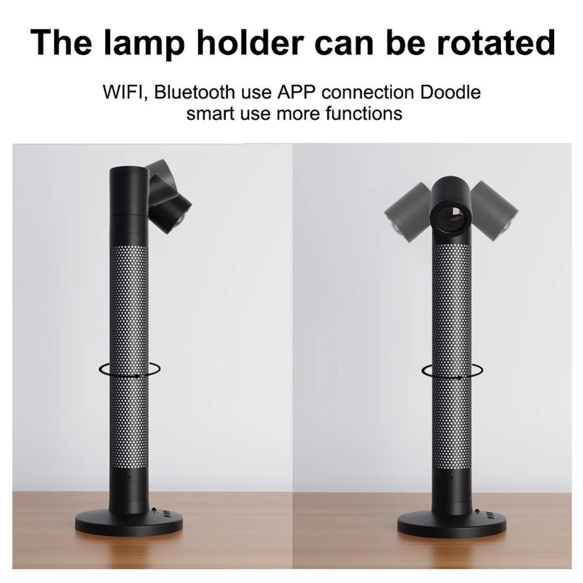 GLOBOSTAR® DESTINY GLB-106-0019 Επιτραπέζιο Φωτιστικό Πορτατίφ με RF Ασύρματο Χειριστήριο & Λειτουργία μέσω WiFi APP LED 10W 600lm 180° AC 220-240V IP20 Πολύχρωμο RGB Dimmable - Sanan SMD Chip - Μαύρο - Μ14 x Π14 x Υ40.5cm - 2 Χρόνια Εγγύηση