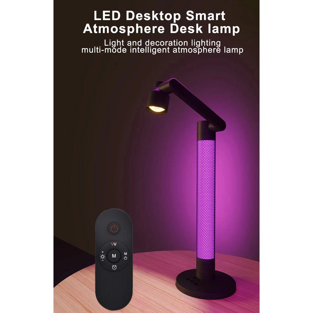 GLOBOSTAR® DESTINY GLB-106-0020 Επιτραπέζιο Φωτιστικό Πορτατίφ με RF Ασύρματο Χειριστήριο & Λειτουργία μέσω WiFi APP LED 10W 600lm 180° AC 220-240V IP20 Πολύχρωμο RGB Dimmable - Sanan SMD Chip - Μαύρο - Μ14 x Π14 x Υ50cm - 2 Χρόνια Εγγύηση