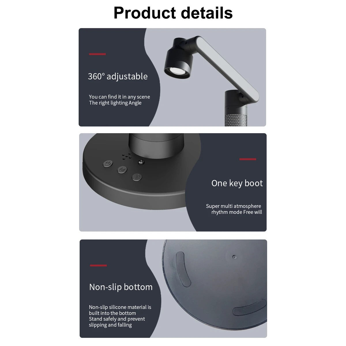 GLOBOSTAR® DESTINY GLB-106-0020 Επιτραπέζιο Φωτιστικό Πορτατίφ με RF Ασύρματο Χειριστήριο & Λειτουργία μέσω WiFi APP LED 10W 600lm 180° AC 220-240V IP20 Πολύχρωμο RGB Dimmable - Sanan SMD Chip - Μαύρο - Μ14 x Π14 x Υ50cm - 2 Χρόνια Εγγύηση