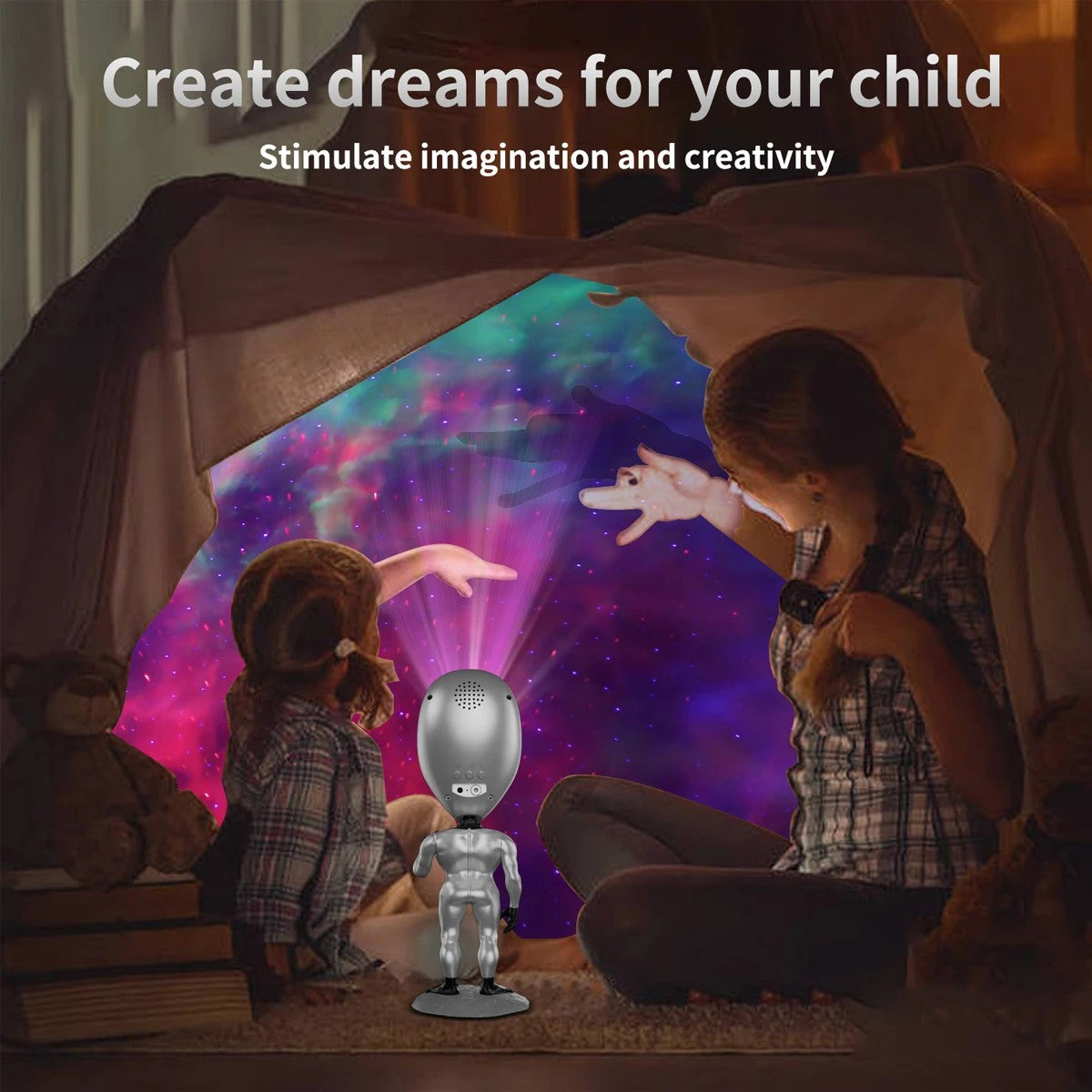 GLOBOSTAR® GALAXY GLB-106-0021 Επιτραπέζιο Φωτιστικό Πορτατίφ Προτζέκτορας Starry Sky με RF Ασύρματο Χειριστήριο LED 6W 360lm 180° AC 220-240V IP20 Πολύχρωμο RGB Dimmable - Sanan SMD Chip - Μαύρο - Μ13 x Π13 x Υ31cm - 2 Χρόνια Εγγύηση