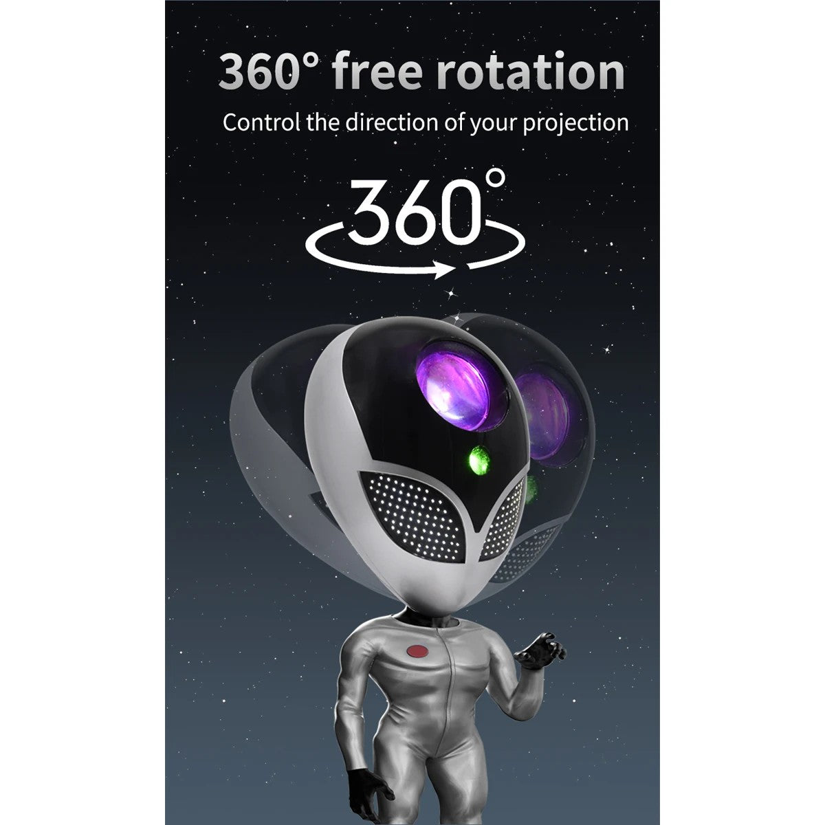 GLOBOSTAR® GALAXY GLB-106-0021 Επιτραπέζιο Φωτιστικό Πορτατίφ Προτζέκτορας Starry Sky με RF Ασύρματο Χειριστήριο LED 6W 360lm 180° AC 220-240V IP20 Πολύχρωμο RGB Dimmable - Sanan SMD Chip - Μαύρο - Μ13 x Π13 x Υ31cm - 2 Χρόνια Εγγύηση