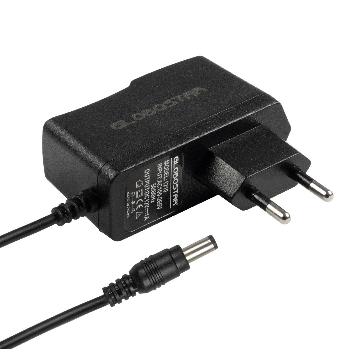 GLOBOSTAR® VOLTIX GLB-107-0001 Τροφοδοτικό/Μετασχηματιστής Class II SELV 12W 1A AC 220-240V σε DC 12V IP20 - Μαύρο Ματ - Μ7.3 x Π4 x Υ2.8cm - 3 Χρόνια Εγγύηση
