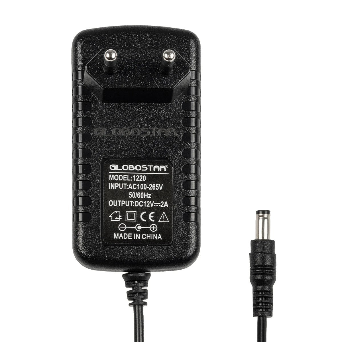 GLOBOSTAR® VOLTIX GLB-107-0002 Τροφοδοτικό/Μετασχηματιστής Class II SELV 24W 2A AC 220-240V σε DC 12V IP20 - Μαύρο Ματ - Μ8 x Π4.2 x Υ2.8cm - 3 Χρόνια Εγγύηση