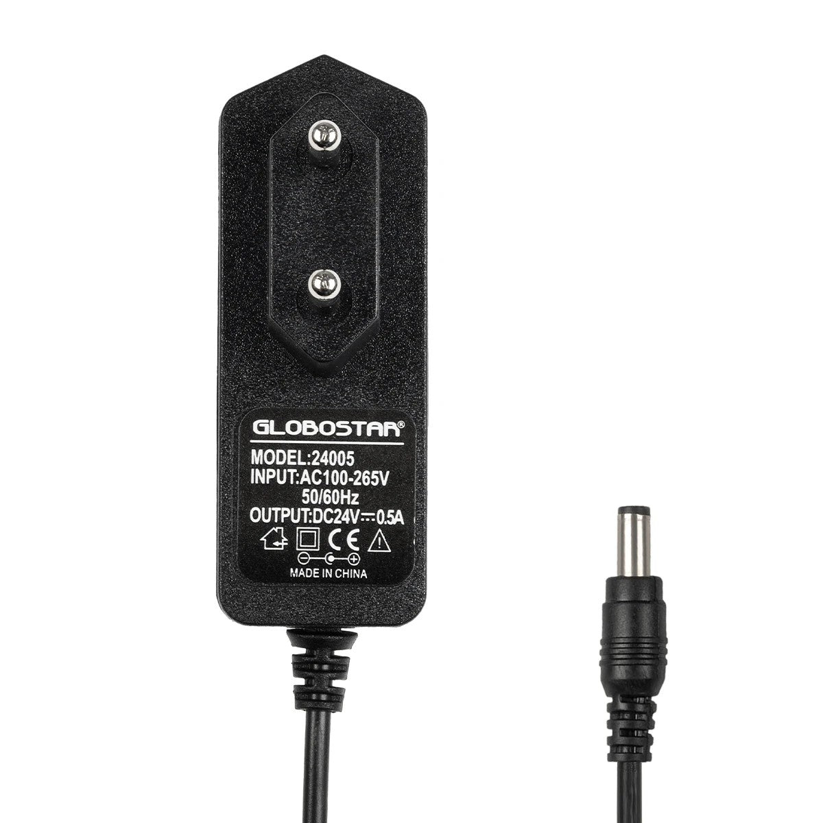 GLOBOSTAR® VOLTIX GLB-107-0005 Τροφοδοτικό/Μετασχηματιστής Class II SELV 12W 0.5A AC 220-240V σε DC 24V IP20 - Μαύρο Ματ - Μ7.3 x Π4 x Υ2.8cm - 3 Χρόνια Εγγύηση