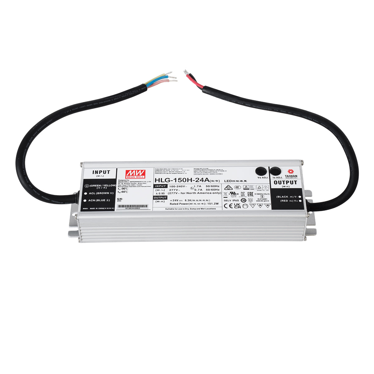 GloboStar® HLG-150H-24A MEANWELL Αδιάβροχο Μεταλλικό Τροφοδοτικό SELV για Προϊόντα LED 150W 6.25A - AC 220-240V σε DC 24V - Αδιάβροχο IP65 Μ22.8 x Π6.8 x Υ4cm - 3 Χρόνια Εγγύηση - ledmania.gr