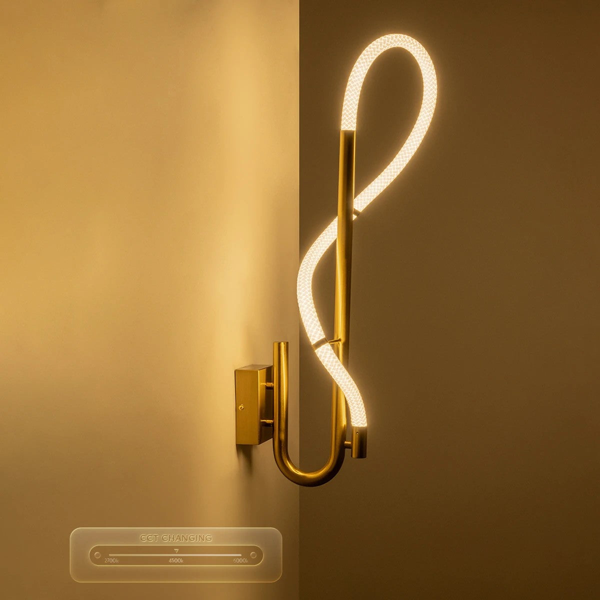 kelvo® GLOW KLV-101-0148-V2 Φωτιστικό Τοίχου / Απλίκα LED 18W 1800lm 360° AC 220-240V IP20 Ρυθμιζόμενο Λευκό CCT με On/Off 2700K/4500K/6000K - Lumileds SMD Chip - Χρυσό Πλατίνα - Μ65 x Π30 x Υ30cm - 3 Χρόνια Εγγύηση