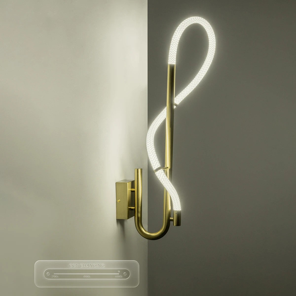 kelvo® GLOW KLV-101-0148-V2 Φωτιστικό Τοίχου / Απλίκα LED 18W 1800lm 360° AC 220-240V IP20 Ρυθμιζόμενο Λευκό CCT με On/Off 2700K/4500K/6000K - Lumileds SMD Chip - Χρυσό Πλατίνα - Μ65 x Π30 x Υ30cm - 3 Χρόνια Εγγύηση