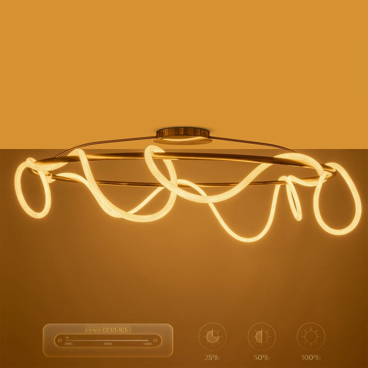 kelvo® GLOW KLV-101-0151 Φωτιστικό Οροφής LED 89W 8900lm 360° AC 220-240V IP20 Ρυθμιζόμενο Λευκό CCT με Χειριστήριο από 2700K έως 6000K Dimmable - Lumileds SMD Chip - Χρυσό Πλατίνα - Μ150 x Π150 x Υ30cm - 3 Χρόνια Εγγύηση - ledmania.gr