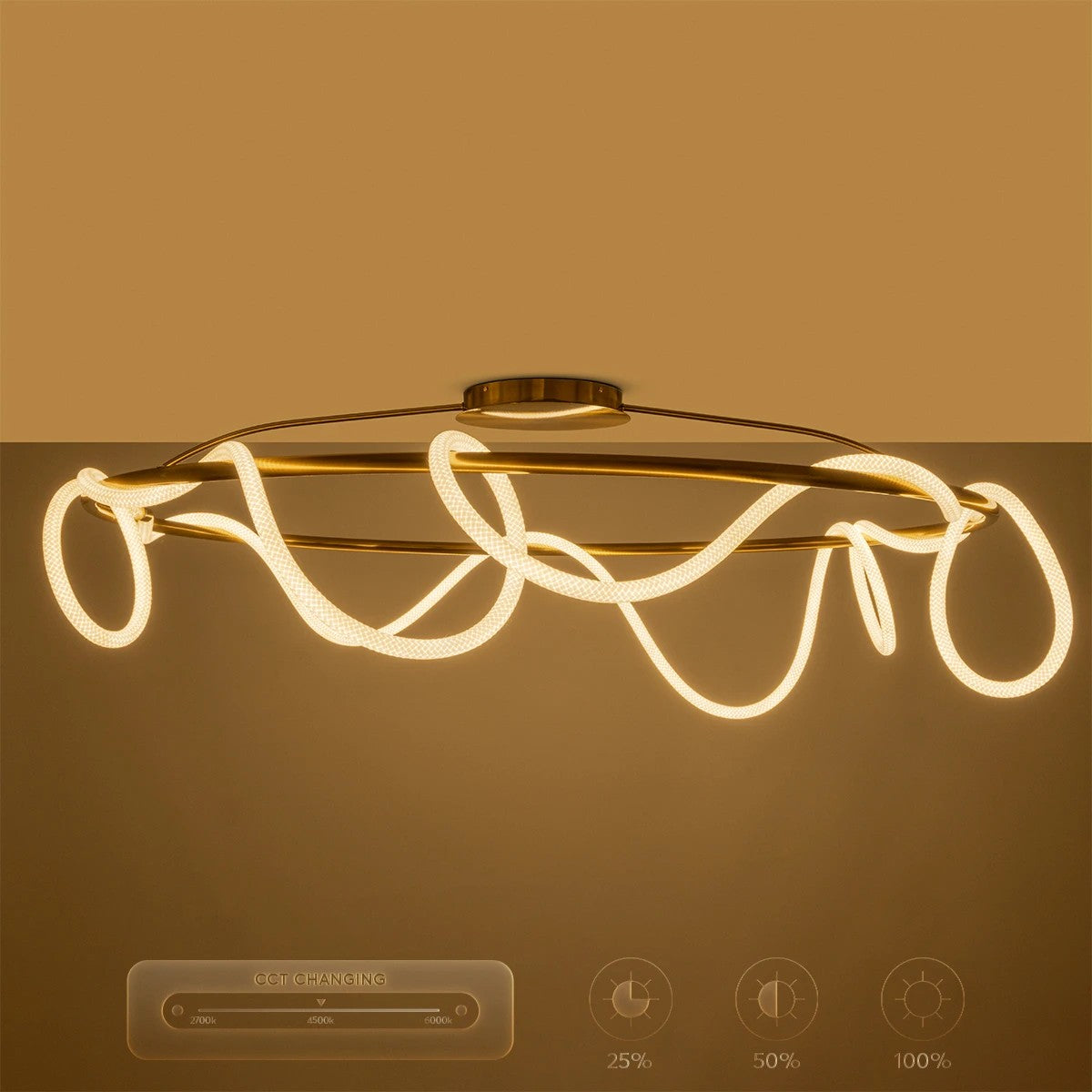 kelvo® GLOW KLV-101-0151 Φωτιστικό Οροφής LED 89W 8900lm 360° AC 220-240V IP20 Ρυθμιζόμενο Λευκό CCT με Χειριστήριο από 2700K έως 6000K Dimmable - Lumileds SMD Chip - Χρυσό Πλατίνα - Μ150 x Π150 x Υ30cm - 3 Χρόνια Εγγύηση - ledmania.gr