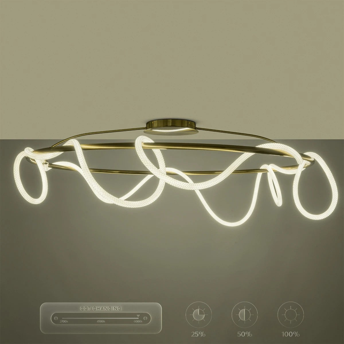 kelvo® GLOW KLV-101-0151 Φωτιστικό Οροφής LED 89W 8900lm 360° AC 220-240V IP20 Ρυθμιζόμενο Λευκό CCT με Χειριστήριο από 2700K έως 6000K Dimmable - Lumileds SMD Chip - Χρυσό Πλατίνα - Μ150 x Π150 x Υ30cm - 3 Χρόνια Εγγύηση - ledmania.gr