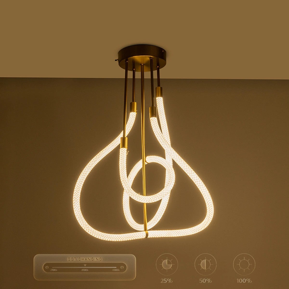 kelvo® GLOW KLV-101-0152 Φωτιστικό Οροφής LED 40W 4000lm 360° AC 220-240V IP20 Ρυθμιζόμενο Λευκό CCT με Χειριστήριο από 2700K έως 6000K Dimmable - Lumileds SMD Chip - Χρυσό Πλατίνα - Μ50 x Π50 x Υ70cm - 3 Χρόνια Εγγύηση - ledmania.gr