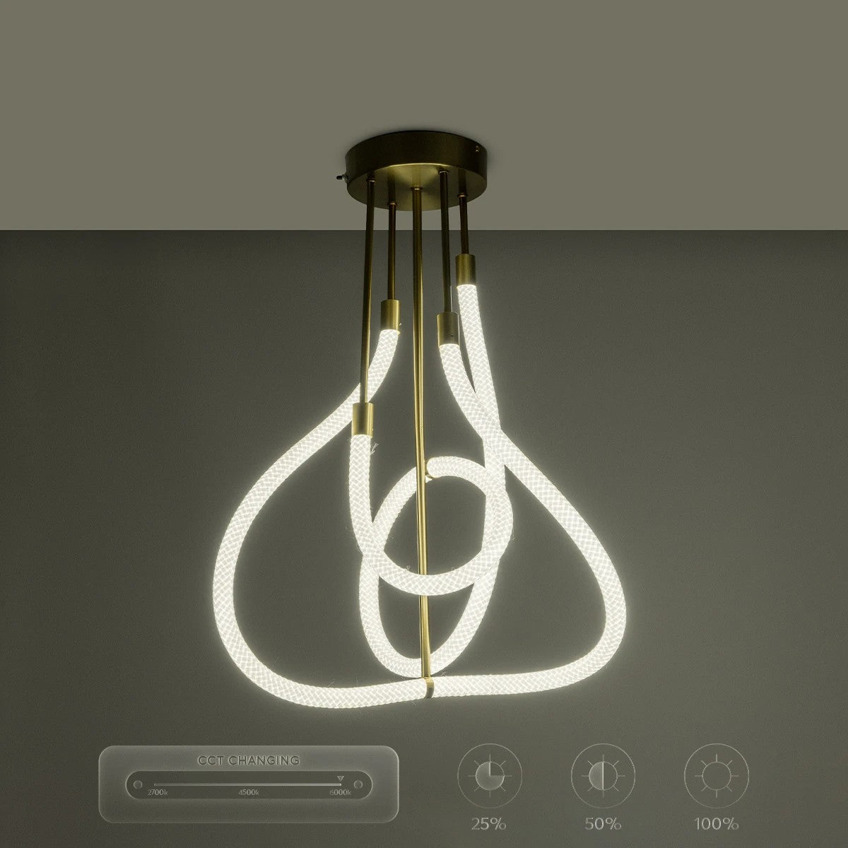 kelvo® GLOW KLV-101-0152 Φωτιστικό Οροφής LED 40W 4000lm 360° AC 220-240V IP20 Ρυθμιζόμενο Λευκό CCT με Χειριστήριο από 2700K έως 6000K Dimmable - Lumileds SMD Chip - Χρυσό Πλατίνα - Μ50 x Π50 x Υ70cm - 3 Χρόνια Εγγύηση - ledmania.gr