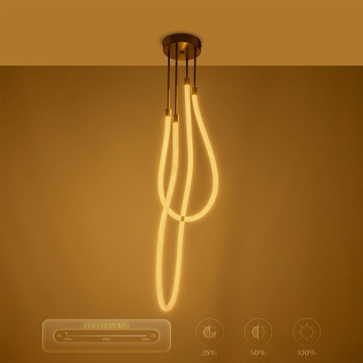kelvo® GLOW KLV-101-0153 Φωτιστικό Οροφής LED 42W 4200lm 360° AC 220-240V IP20 Ρυθμιζόμενο Λευκό CCT με Χειριστήριο από 2700K έως 6000K Dimmable - Lumileds SMD Chip - Χρυσό Πλατίνα - Μ50 x Π50 x Υ70cm - 3 Χρόνια Εγγύηση - ledmania.gr