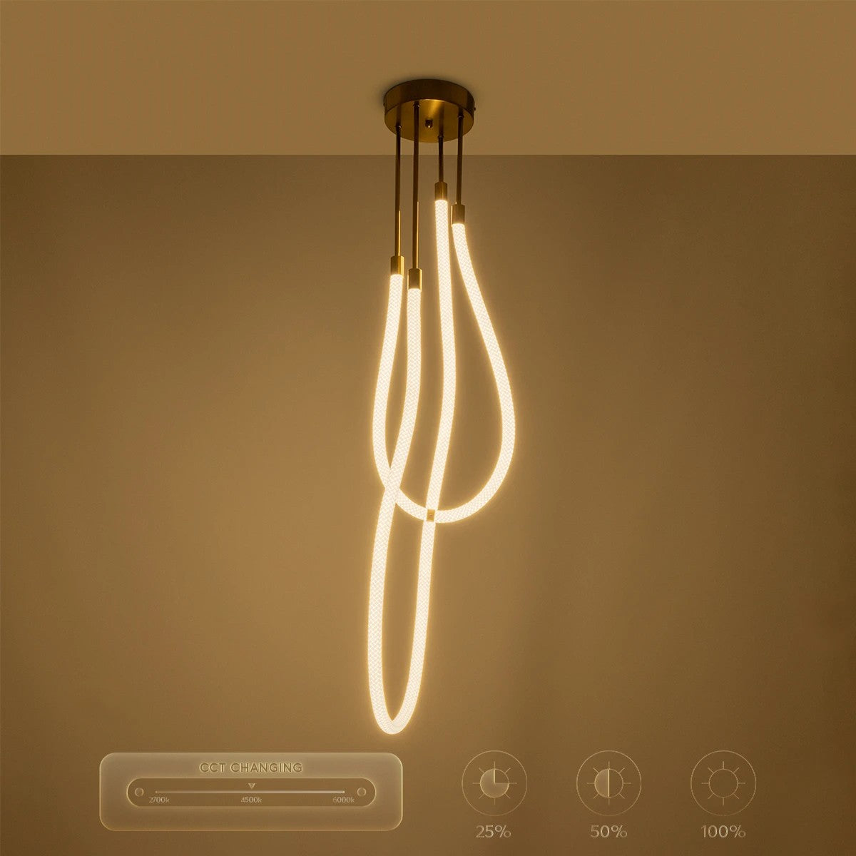 kelvo® GLOW KLV-101-0153 Φωτιστικό Οροφής LED 42W 4200lm 360° AC 220-240V IP20 Ρυθμιζόμενο Λευκό CCT με Χειριστήριο από 2700K έως 6000K Dimmable - Lumileds SMD Chip - Χρυσό Πλατίνα - Μ50 x Π50 x Υ70cm - 3 Χρόνια Εγγύηση - ledmania.gr