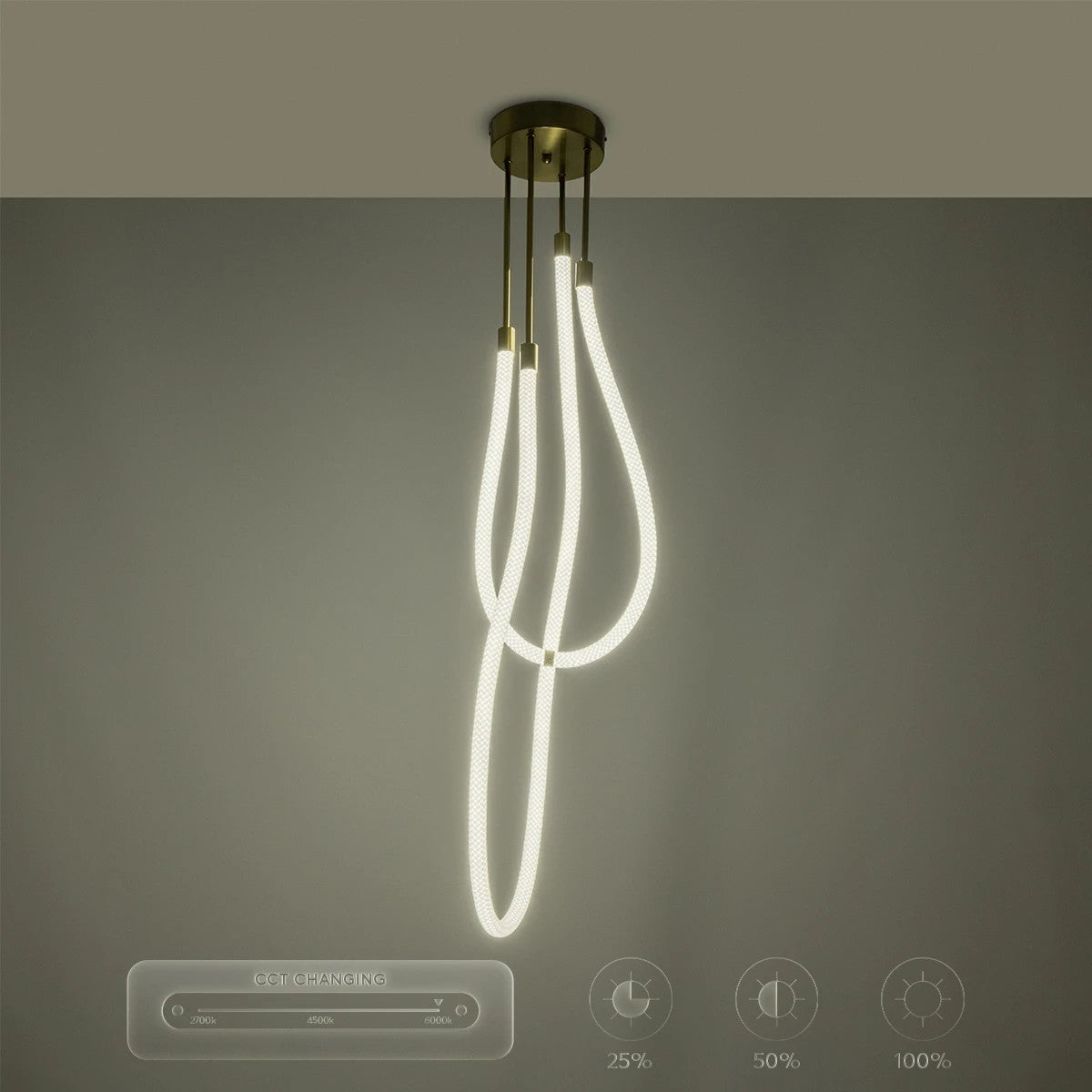 kelvo® GLOW KLV-101-0153 Φωτιστικό Οροφής LED 42W 4200lm 360° AC 220-240V IP20 Ρυθμιζόμενο Λευκό CCT με Χειριστήριο από 2700K έως 6000K Dimmable - Lumileds SMD Chip - Χρυσό Πλατίνα - Μ50 x Π50 x Υ70cm - 3 Χρόνια Εγγύηση - ledmania.gr