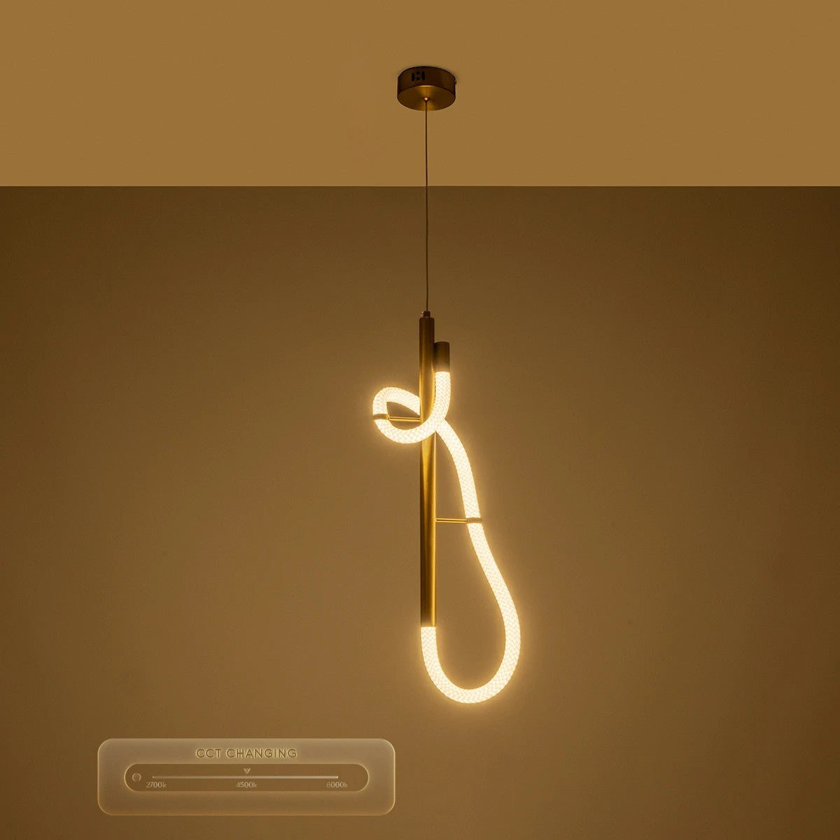 kelvo® GLOW KLV-101-0159 Κρεμαστό Φωτιστικό Οροφής LED 24W 2400lm 360° AC 220-240V IP20 Ρυθμιζόμενο Λευκό CCT με On/Off 2700K/4500K/6000K - Lumileds SMD Chip - Χρυσό Πλατίνα - Μ24 x Π10 x Υ62cm - 3 Χρόνια Εγγύηση - ledmania.gr