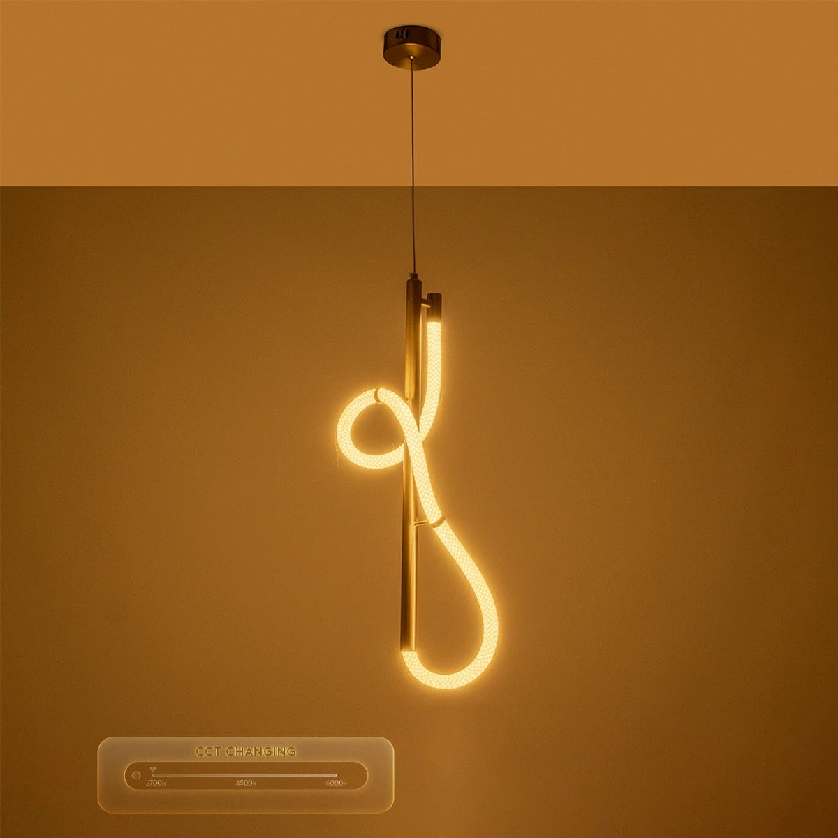kelvo® GLOW KLV-101-0160 Κρεμαστό Φωτιστικό Οροφής LED 24W 2400lm 360° AC 220-240V IP20 Ρυθμιζόμενο Λευκό CCT με On/Off 2700K/4500K/6000K - Lumileds SMD Chip - Χρυσό Πλατίνα - Μ30 x Π17 x Υ66cm - 3 Χρόνια Εγγύηση - ledmania.gr