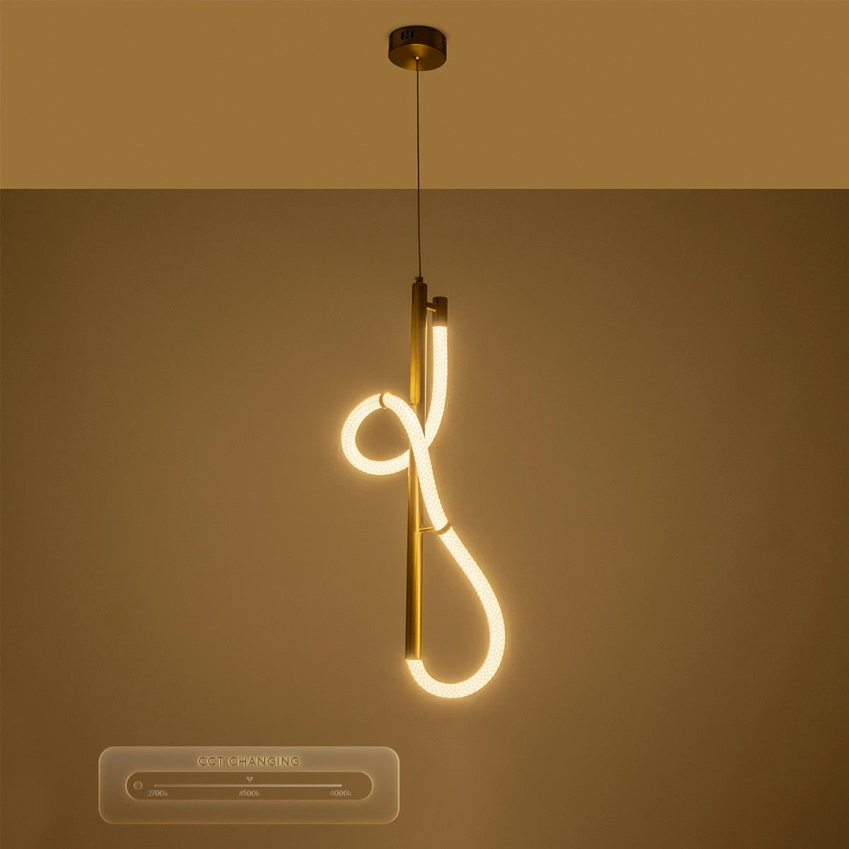 kelvo® GLOW KLV-101-0160 Κρεμαστό Φωτιστικό Οροφής LED 24W 2400lm 360° AC 220-240V IP20 Ρυθμιζόμενο Λευκό CCT με On/Off 2700K/4500K/6000K - Lumileds SMD Chip - Χρυσό Πλατίνα - Μ30 x Π17 x Υ66cm - 3 Χρόνια Εγγύηση - ledmania.gr