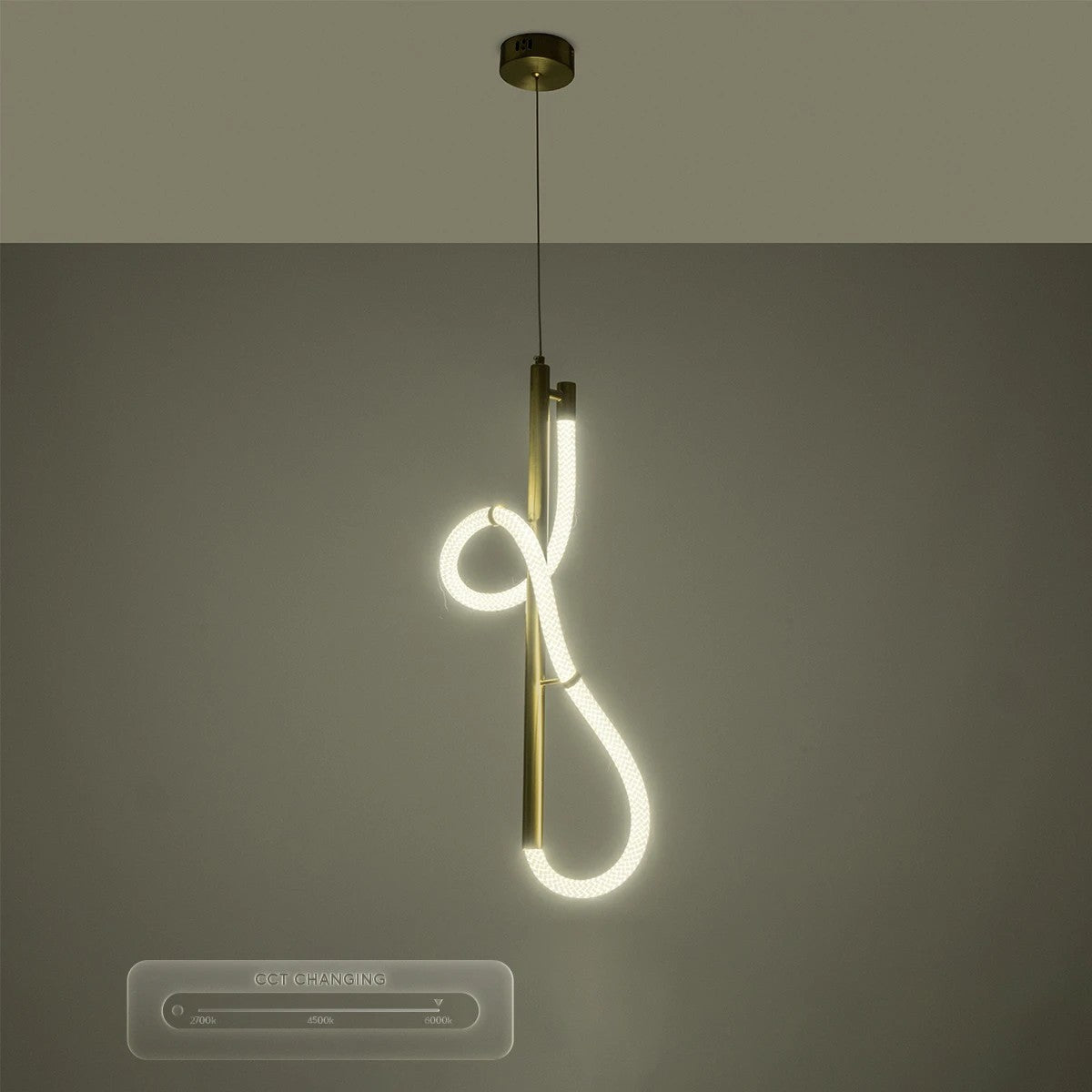 kelvo® GLOW KLV-101-0160 Κρεμαστό Φωτιστικό Οροφής LED 24W 2400lm 360° AC 220-240V IP20 Ρυθμιζόμενο Λευκό CCT με On/Off 2700K/4500K/6000K - Lumileds SMD Chip - Χρυσό Πλατίνα - Μ30 x Π17 x Υ66cm - 3 Χρόνια Εγγύηση - ledmania.gr