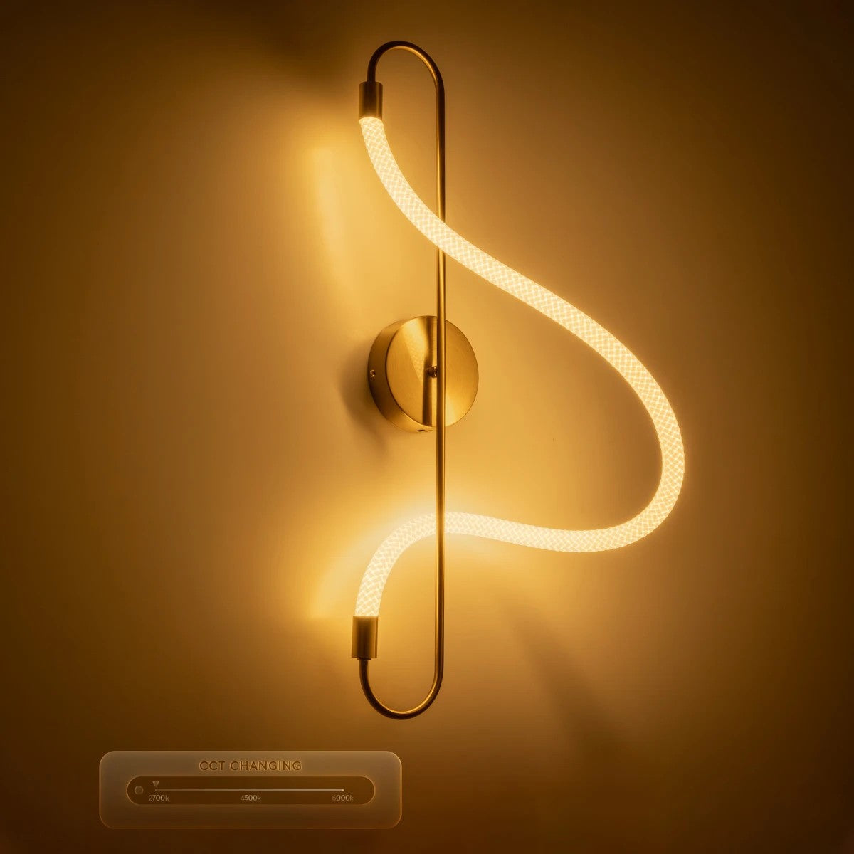 kelvo® GLOW KLV-101-0169 Φωτιστικό Τοίχου / Απλίκα LED 18W 1800lm 360° AC 220-240V IP20 Ρυθμιζόμενο Λευκό CCT με On/Off 2700K/4500K/6000K - Lumileds SMD Chip - Χρυσό Πλατίνα - Μ30 x Π15 x Υ70cm - 3 Χρόνια Εγγύηση - ledmania.gr