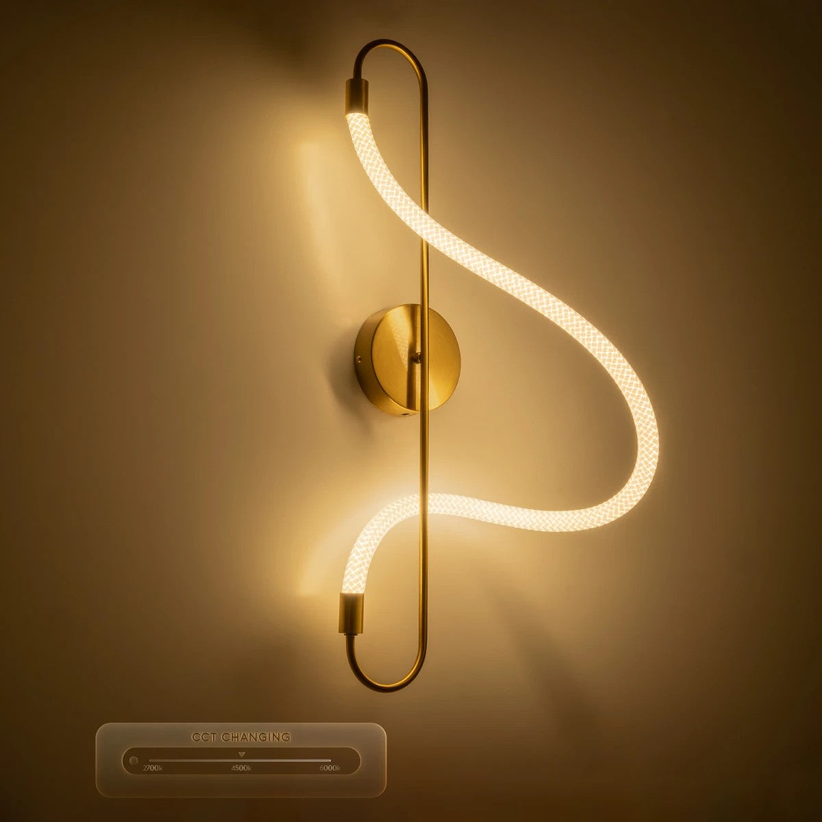 kelvo® GLOW KLV-101-0169 Φωτιστικό Τοίχου / Απλίκα LED 18W 1800lm 360° AC 220-240V IP20 Ρυθμιζόμενο Λευκό CCT με On/Off 2700K/4500K/6000K - Lumileds SMD Chip - Χρυσό Πλατίνα - Μ30 x Π15 x Υ70cm - 3 Χρόνια Εγγύηση - ledmania.gr