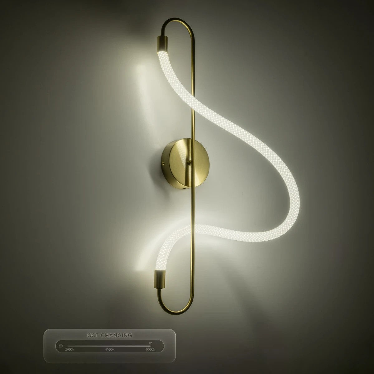 kelvo® GLOW KLV-101-0169 Φωτιστικό Τοίχου / Απλίκα LED 18W 1800lm 360° AC 220-240V IP20 Ρυθμιζόμενο Λευκό CCT με On/Off 2700K/4500K/6000K - Lumileds SMD Chip - Χρυσό Πλατίνα - Μ30 x Π15 x Υ70cm - 3 Χρόνια Εγγύηση - ledmania.gr